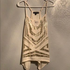 Almost Famous gold sequin top NWT